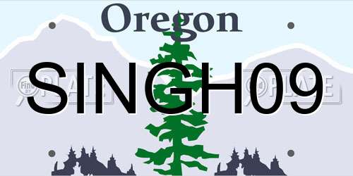 SINGH09 Oregon License Plate