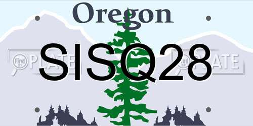 SISQ28 Oregon License Plate