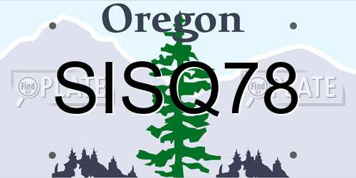SISQ78 Oregon License Plate