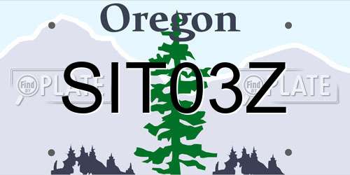 SIT03Z Oregon License Plate