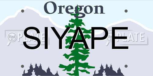 SIYAPE Oregon License Plate