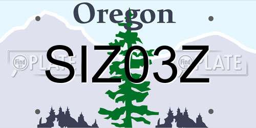 SIZ03Z Oregon License Plate