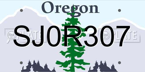 SJ0R307 Oregon License Plate