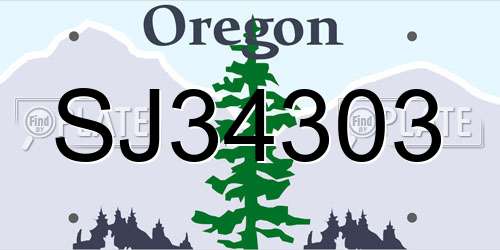 SJ34303 Oregon License Plate