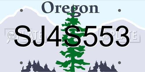 SJ4S553 Oregon License Plate