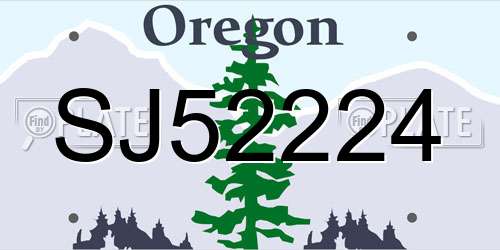 SJ52224 Oregon License Plate