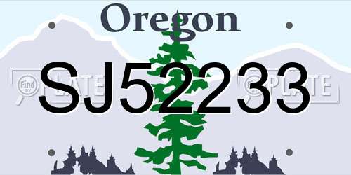 SJ52233 Oregon License Plate