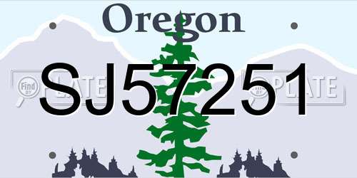 SJ57251 Oregon License Plate