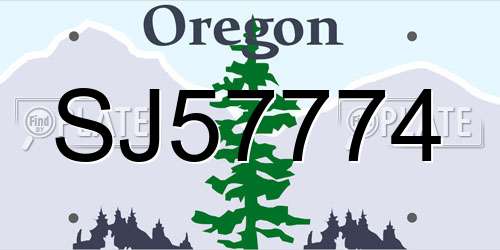 SJ57774 Oregon License Plate