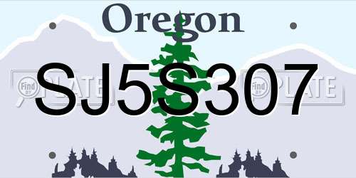 SJ5S307 Oregon License Plate