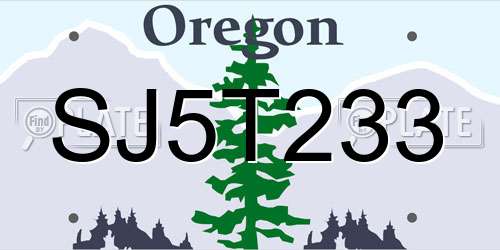 SJ5T233 Oregon License Plate