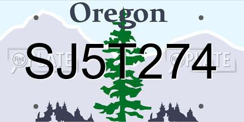 SJ5T274 Oregon License Plate
