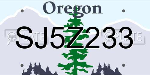 SJ5Z233 Oregon License Plate