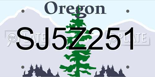 SJ5Z251 Oregon License Plate