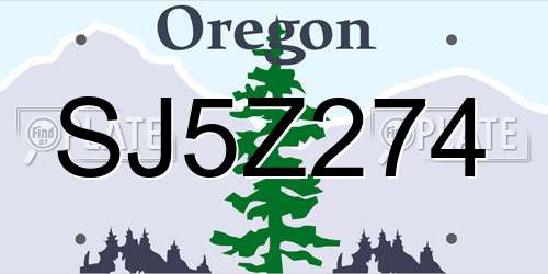 SJ5Z274 Oregon License Plate