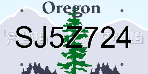 SJ5Z724 Oregon License Plate