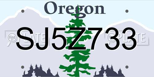 SJ5Z733 Oregon License Plate