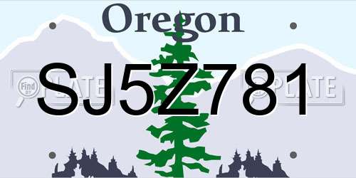 SJ5Z781 Oregon License Plate