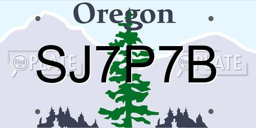 SJ7P7B Oregon License Plate