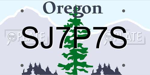 SJ7P7S Oregon License Plate
