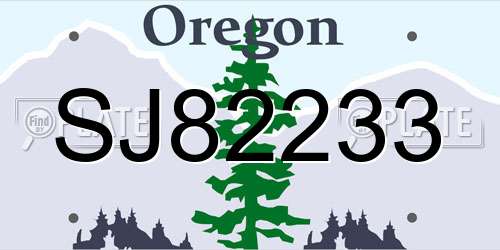 SJ82233 Oregon License Plate
