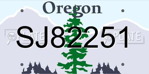 SJ82251 Oregon License Plate