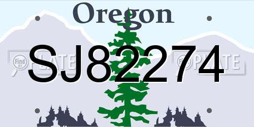 SJ82274 Oregon License Plate