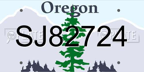 SJ82724 Oregon License Plate