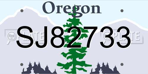 SJ82733 Oregon License Plate