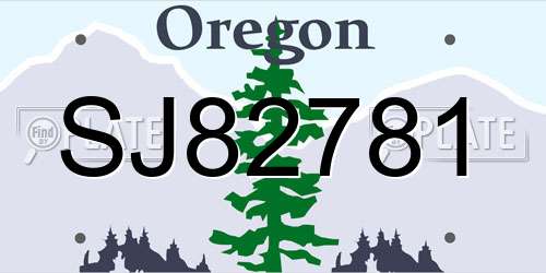 SJ82781 Oregon License Plate