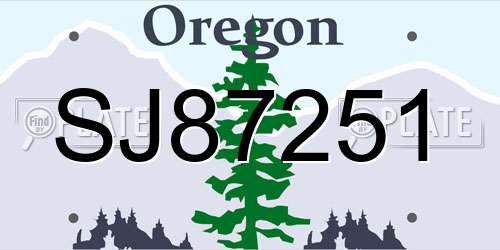SJ87251 Oregon License Plate