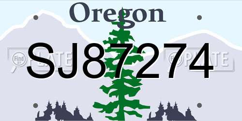 SJ87274 Oregon License Plate