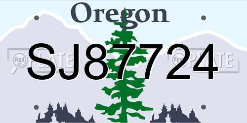 SJ87724 Oregon License Plate
