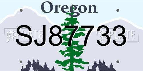 SJ87733 Oregon License Plate