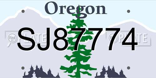 SJ87774 Oregon License Plate