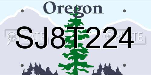 SJ8T224 Oregon License Plate