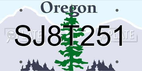 SJ8T251 Oregon License Plate