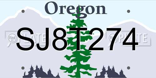 SJ8T274 Oregon License Plate