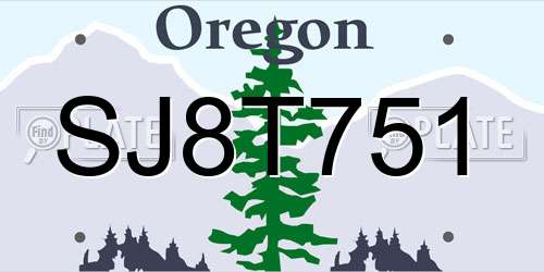 SJ8T751 Oregon License Plate