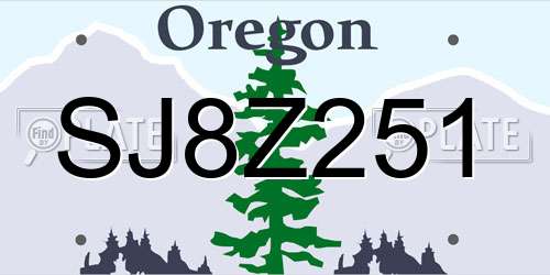 SJ8Z251 Oregon License Plate