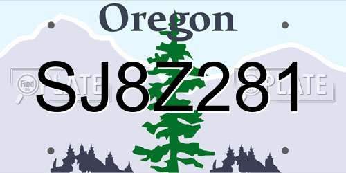 SJ8Z281 Oregon License Plate