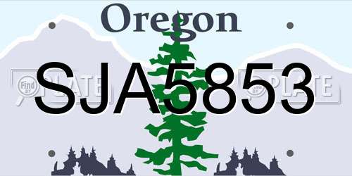 SJA5853 Oregon License Plate