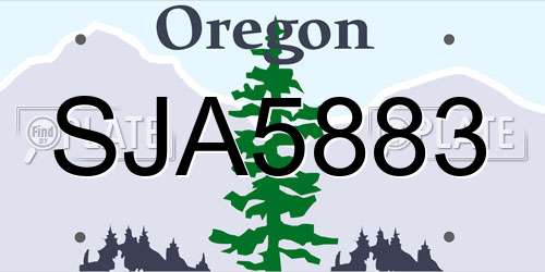 SJA5883 Oregon License Plate