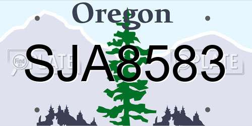 SJA8583 Oregon License Plate