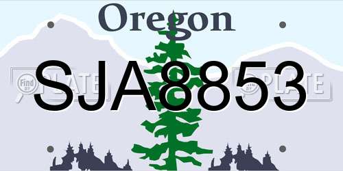 SJA8853 Oregon License Plate