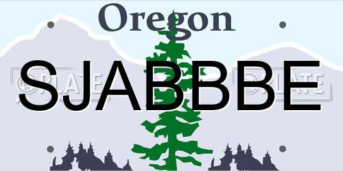SJABBBE Oregon License Plate