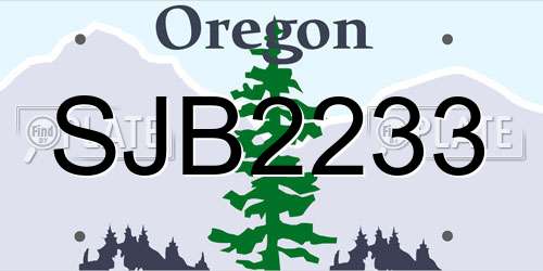 SJB2233 Oregon License Plate