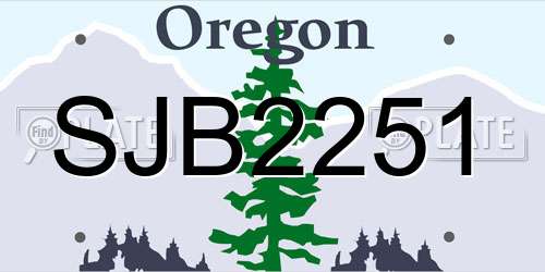 SJB2251 Oregon License Plate