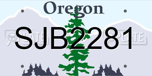 SJB2281 Oregon License Plate