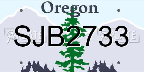 SJB2733 Oregon License Plate